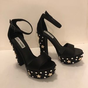 Steve Madden Glory Black Stacked Heels SZ 7
